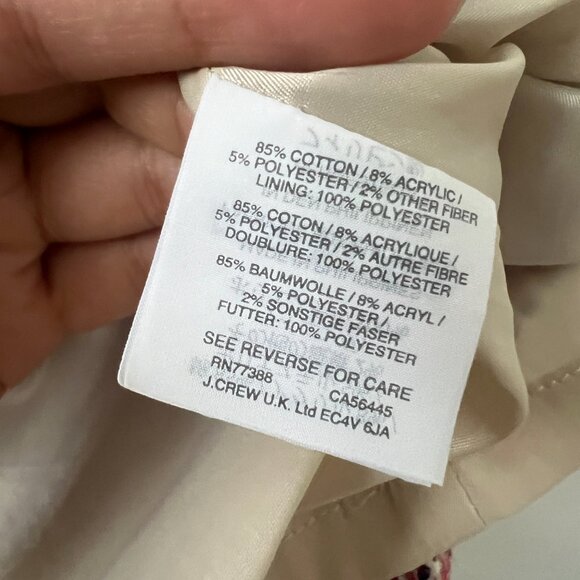 J.Crew Sz 14 Italian Tie Waist Red White Herringbone Tweed Sheath Dress Career - Picture 10 of 11